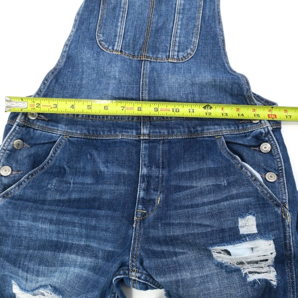 American Eagle Tomgirl Distressed Denim Bib Straight Leg Overalls Women's Small - Picture 4 of 7